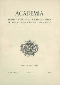 Academia : Boletín de la Real Academia de Bellas Artes de San Fernando. Primer semestre de 1952. Número 3. Preliminares e índice | Biblioteca Virtual Miguel de Cervantes
