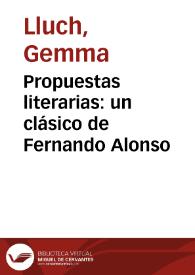 Propuestas literarias: un clásico de Fernando Alonso / Gemma Lluch Crespo | Biblioteca Virtual Miguel de Cervantes