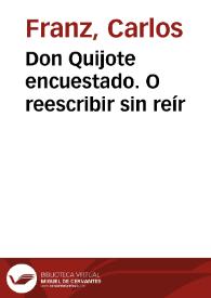 Don Quijote encuestado. O reescribir sin reír | Biblioteca Virtual Miguel de Cervantes