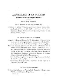 Adquisiciones de la Academia durante el primer semestre del año 1911 | Biblioteca Virtual Miguel de Cervantes