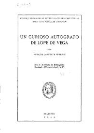 Un curioso autógrafo de Lope de Vega / por Enrique Lafuente Ferrari | Biblioteca Virtual Miguel de Cervantes