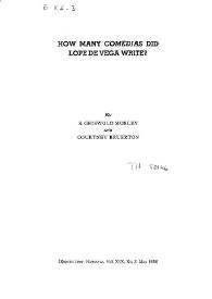 How many "Comedias" did Lope de Vega write? / by S. Griswold Morley and Courtney Bruerton | Biblioteca Virtual Miguel de Cervantes