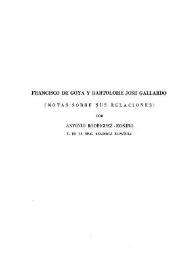 Francisco Goya y Bartolomé José Gallardo : (notas sobre sus relaciones) / por Antonio Rodríguez-Moñino | Biblioteca Virtual Miguel de Cervantes