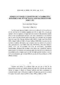 Sobre las voces y los ecos de la narrativa española del fin de siglo: los nacidos entre 1910 y 1921 / Adolfo Sotelo Vázquez | Biblioteca Virtual Miguel de Cervantes