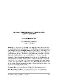 Cuatro cartas dirigidas a Gregorio Martínez Sierra / Sonia Núñez Puente | Biblioteca Virtual Miguel de Cervantes