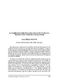 Nuria Pérez Vicente: "La narrativa española del siglo XX en Italia: traducción e interculturalidad" (Pesaro: Edizioni Studio Alfa, 2006) / Coral García Rodríguez | Biblioteca Virtual Miguel de Cervantes