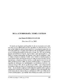 José María Pozuelo Yvancos: "De la autobiografía. Teoría y estilos" (Barcelona: Crítica, 2006) / Sultana Wahnón Bensusan | Biblioteca Virtual Miguel de Cervantes