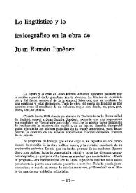 Lo lingüístico y lo lexicográfico en la obra de Juan Ramón Jiménez / Guillermo Díaz Plaja | Biblioteca Virtual Miguel de Cervantes
