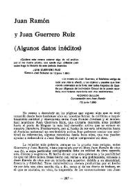Juan Ramón y Juan Guerrero Ruiz (Algunos datos inéditos) / Francisco Javier Díez de Revenga | Biblioteca Virtual Miguel de Cervantes