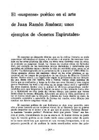 El "suspense" poético en el arte de Juan Ramón Jiménez; unos ejemplos de "Sonetos Espirituales" / Mildred Murphy Drake | Biblioteca Virtual Miguel de Cervantes