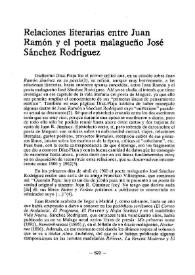Relaciones literarias entre Juan Ramón y el poeta malagueño José Sánchez Rodríguez / Antonio Sánchez Trigueros | Biblioteca Virtual Miguel de Cervantes