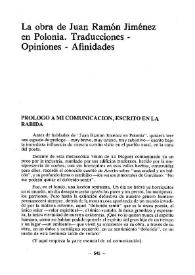 La obra de Juan Ramón Jiménez en Polonia. (Traducciones, opiniones, afinidades) / Janusz Strasburger | Biblioteca Virtual Miguel de Cervantes