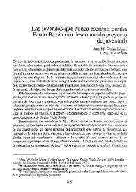 Las leyendas que nunca escribió Emilia Pardo Bazán (un desconocido proyecto de juventud) / Ana María Freire López | Biblioteca Virtual Miguel de Cervantes