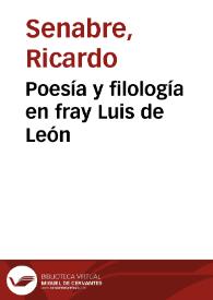 Poesía y filología en fray Luis de León | Biblioteca Virtual Miguel de Cervantes