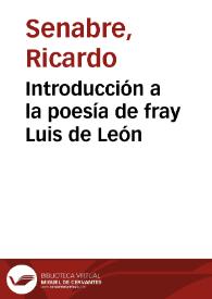 Introducción a la poesía de fray Luis de León | Biblioteca Virtual Miguel de Cervantes