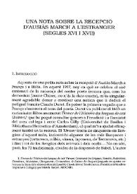 Una nota sobre la recepció d'Ausiàs March a l'estranger : (segles XVI i XVII) | Biblioteca Virtual Miguel de Cervantes