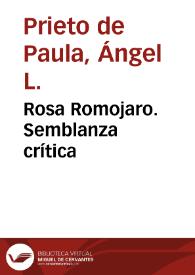 Rosa Romojaro. Semblanza crítica / Ángel L. Prieto de Paula | Biblioteca Virtual Miguel de Cervantes