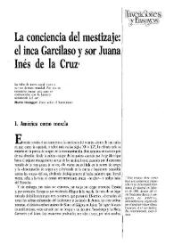 La conciencia del mestizaje: el inca Garcilaso y sor Juana Inés de la Cruz / Félix Duque | Biblioteca Virtual Miguel de Cervantes