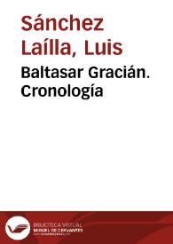 Baltasar Gracián. Cronología / Luis Sánchez Laílla y José Enrique Laplana Gil | Biblioteca Virtual Miguel de Cervantes