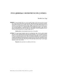 Ética judicial e interpretación jurídica / Rodolfo Luis Vigo | Biblioteca Virtual Miguel de Cervantes