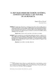 El republicanismo de Cicerón : Retórica, Constitución mixta y ley natural en De Republica / Antonio Rivera García | Biblioteca Virtual Miguel de Cervantes