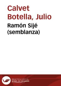 Ramón Sijé (semblanza) / Julio Calvet Botella | Biblioteca Virtual Miguel de Cervantes