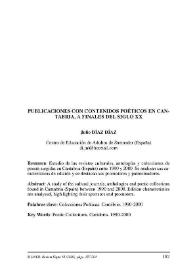 Publicaciones con contenidos poéticos en Cantabria, a finales del siglo XX | Biblioteca Virtual Miguel de Cervantes