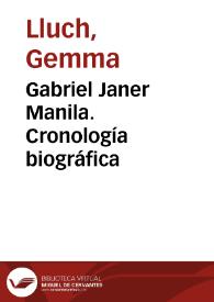 Gabriel Janer Manila. Cronología biográfica / Gemma Lluch Crespo | Biblioteca Virtual Miguel de Cervantes