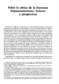 Sobre la crítica de la literatura hispanoamericana: balance y perspectivas / Saúl Sosnowski | Biblioteca Virtual Miguel de Cervantes