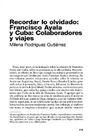 Recordar lo olvidado: Francisco Ayala y Cuba: colaboradores y viajes / Milena Rodríguez Gutiérrez | Biblioteca Virtual Miguel de Cervantes