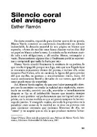 Silencio coral del avispero / Esther Ramón | Biblioteca Virtual Miguel de Cervantes