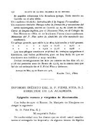 Informe inédito del R.P. Fidel Fita, S. J. Director de la Academia / El Marqués de Hinojares; Fidel Fita | Biblioteca Virtual Miguel de Cervantes