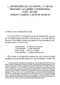 Més informació sobre "...Ab milans caç la ganta / y ab lo branxet la lebre corredora" (LXIV, 25-26): Arnaut Daniel i Ausiàs March
