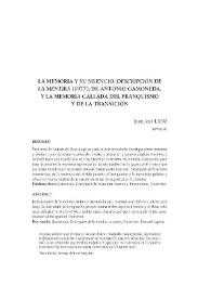 La memoria y su silencio: "Descripción de la mentira (1977)", de Antonio Gamoneda, y la memoria callada del franquismo y de la transición / Juan José Lanz | Biblioteca Virtual Miguel de Cervantes