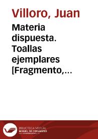Materia dispuesta. Toallas ejemplares [Fragmento, primer capítulo] / Juan Villoro | Biblioteca Virtual Miguel de Cervantes