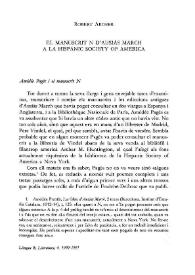 El manuscrit N d'Ausiàs March a la Hispanic Society of America | Biblioteca Virtual Miguel de Cervantes