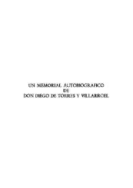 Un memorial autobiográfico de D. Diego de Torres Villarroel | Biblioteca Virtual Miguel de Cervantes
