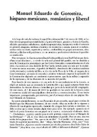 Manuel Eduardo de Gorostiza, hispano-mexicano, romántico y liberal / Manuel Ortuño Martínez | Biblioteca Virtual Miguel de Cervantes