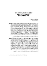 Ernesto Garzón Valdés sobre la soberanía. Un comentario / Ricardo Guastini | Biblioteca Virtual Miguel de Cervantes
