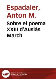 Sobre el poema XXIII d'Ausiàs March | Biblioteca Virtual Miguel de Cervantes