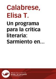 Un programa para la crítica literaria: Sarmiento en Martínez Estrada | Biblioteca Virtual Miguel de Cervantes
