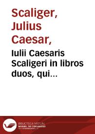 Iulii Caesaris Scaligeri in libros duos, qui inscribuntur De plantis, Aristotele autore, libri duo | Biblioteca Virtual Miguel de Cervantes
