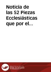 Noticia de las 52 Piezas Ecclesiásticas que por el Concordato celebrado con la Santa Sede en 1753 reservó la villa Apostólica proveer | Biblioteca Virtual Miguel de Cervantes