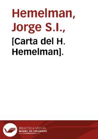 [Carta del H. Hemelman]. | Biblioteca Virtual Miguel de Cervantes