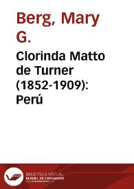 Clorinda Matto de Turner (1852-1909): Perú / Mary G. Berg | Biblioteca Virtual Miguel de Cervantes
