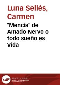 "Mencía" de Amado Nervo o todo sueño es Vida | Biblioteca Virtual Miguel de Cervantes