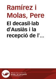 El decasíl·lab d'Ausiàs i la recepció de l' "endasílabo" petrarquista / Pere Ramírez i Molas | Biblioteca Virtual Miguel de Cervantes