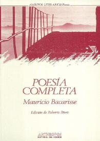 Poesía completa / Mauricio Bacarisse; edición de Roberto Pérez | Biblioteca Virtual Miguel de Cervantes