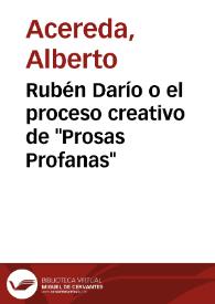 Rubén Darío o el proceso creativo de "Prosas Profanas" | Biblioteca Virtual Miguel de Cervantes