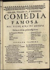 Galan valiente y discreto / del doctor Mira de Mescua | Biblioteca Virtual Miguel de Cervantes